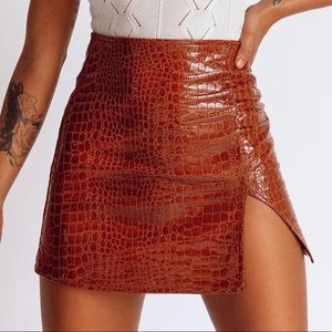 Princess Polly ‘The Wren Mini Skirt Brown Croc’